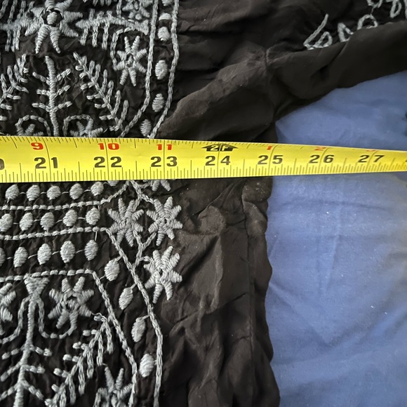 Johnny Was black heavily embroidered LS top birds RARE - Picture 7 of 16